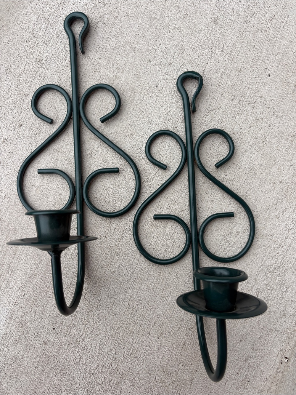 Decorative Teal Metal Wall Sconce Candle Holders - Pair